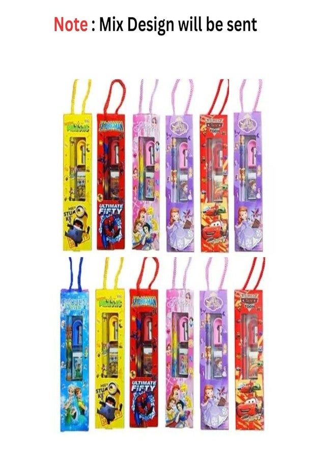 ARTLABEL Cartoon Theme Stationery Set Birthday Return Gifts For Kids Children In Bulk (Pack Of 12), Ink Black - Image 2